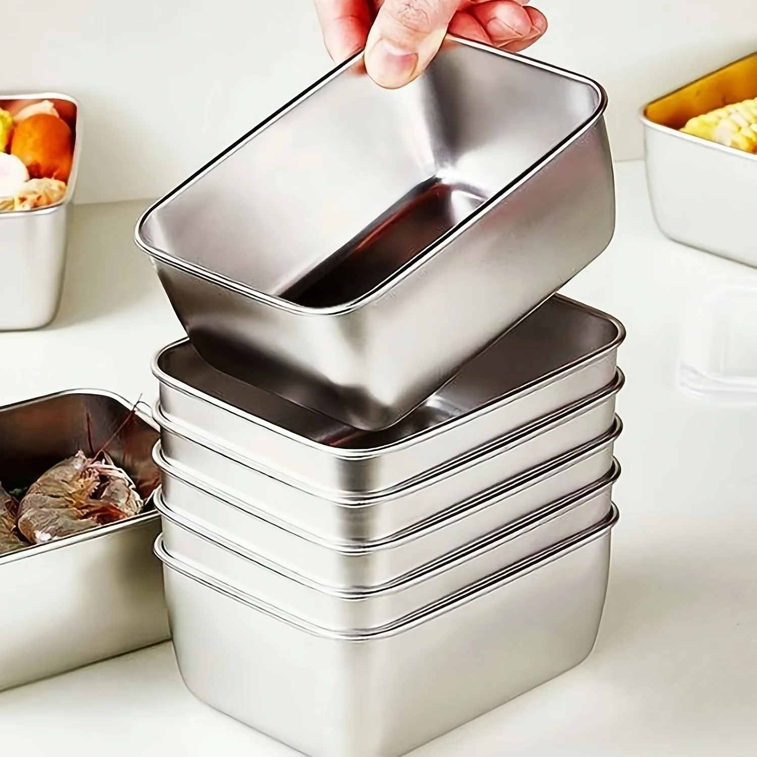Food Storage Stackable Containers - Ensemble de contenants alimentaires en acier