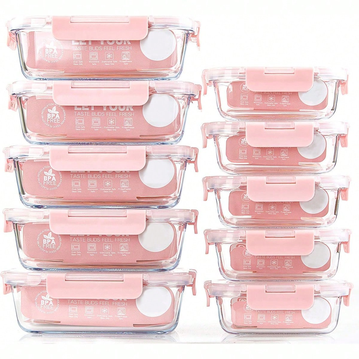 Food Storage On Table - Lot de 10 récipients en verre