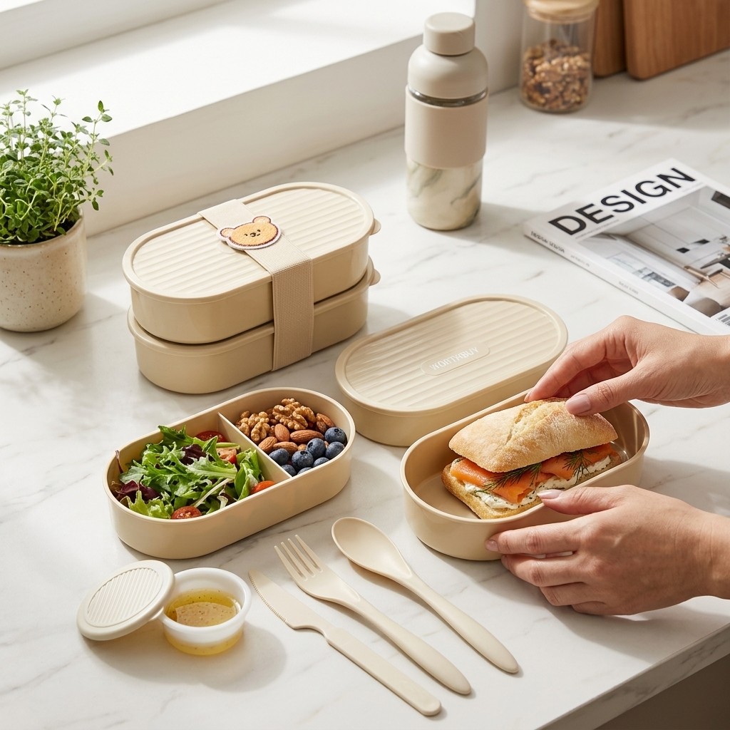Food Storage Safe - Boîte à lunch ovale à double