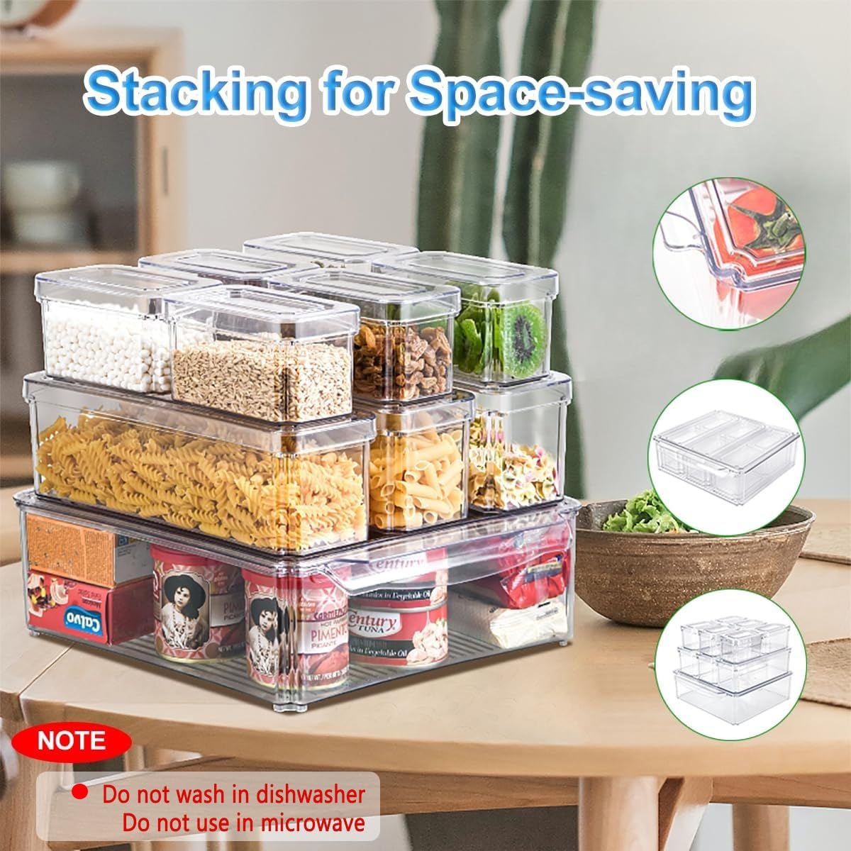 Food Storage Stackable Containers - Lot de 14 organiseurs de réfrigérateur,