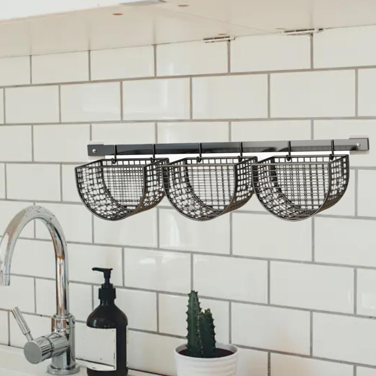 Food Storage No Pantry - Panier mural suspendu en métal, sans